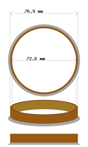 Hub centric ring 76.9 → 72.6 mm